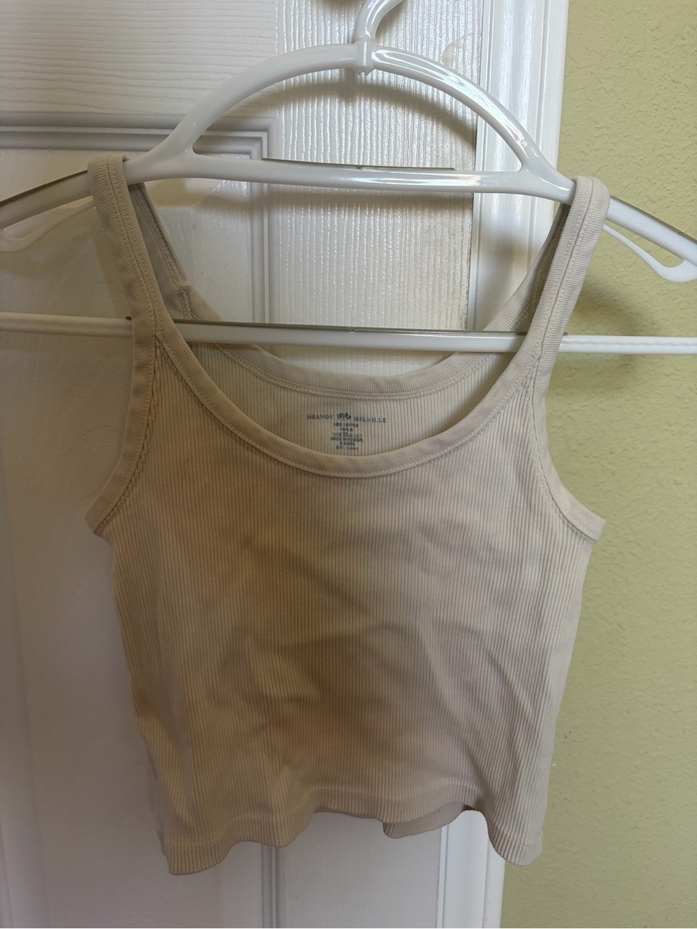 Brandy Melville Beige Ribbed Scoop Tank